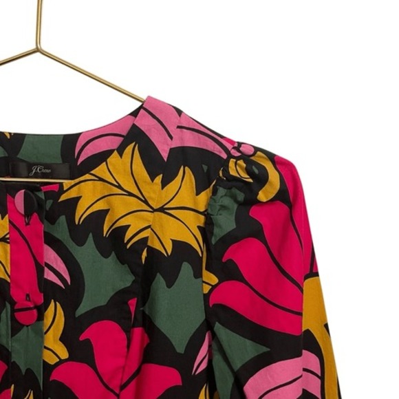 J.Crew Womens Botanical Floral Tiered Cotton Mini Dress Long Sleeve Multicolor - Picture 2 of 8